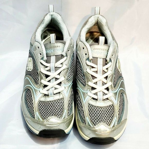 Skechers Shape Ups XF Accelerators 12320 Silver Blue Walking Shoes Women's 7.5 - Picture 2 of 9